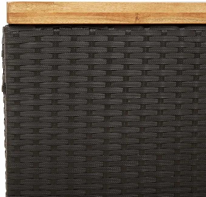 43" Deck Box Black Brown Outdoor Storage Box with Acacia Wood Frame 706 lbs Bench Seat for Patio Garden 21.7x43.3x24.8 in