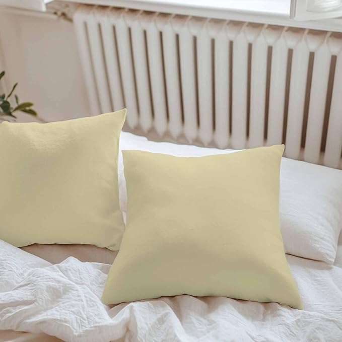 Throw Pillow Covers 18x18 Inch Set of 2, Yellow Solid Color Waterproof Outdoor Pillow Covers, Aesthetics Contemporary Luxury Decorative Cushion Pillowcases for Couch, Sofa, Bed, Garden, Patio