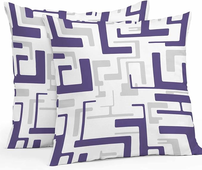 Vandarllin Outdoor Throw Pillows Covers 26x26 inch Set of 2 Waterproof Purple Geometric Stripes Decorative Zippered Cushion Covers for Patio Furniture, Modern Abstract Lines Lumbar Pillowcases