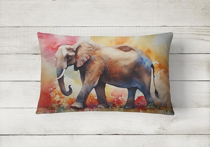 Caroline's Treasures DAC2907PW1216 Elephant Throw Pillow Machine Washable, Indoor Outdoor Decorative Pillow for Couch, Bed or Patio, 12HX16W