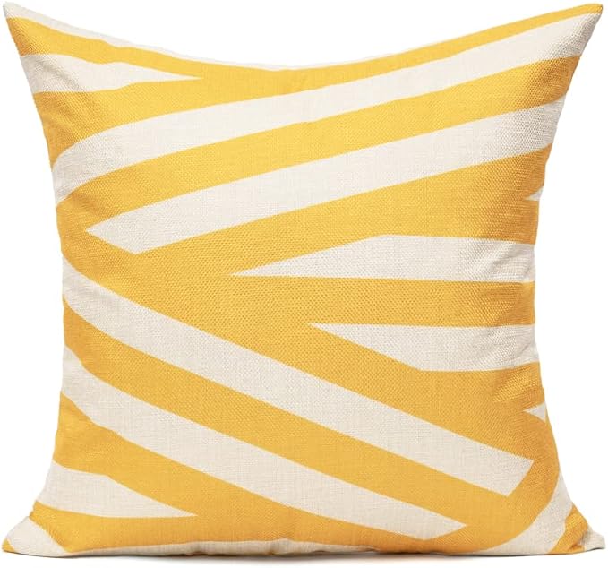 All Smiles Outdoor Waterproof Throw Pillow Covers 18X18 Set of 4,Yellow Decorative Cushion Covers Boho Decorations Outside for Patio Furniture Porch Seat Chair Couch Sofa Living Room Geometric