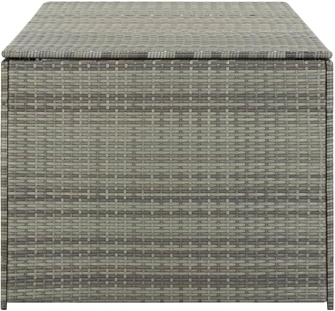 Patio Storage Box Deck Storage Box Outdoor Storage Box Indoor Wicker Storage Bin for Patio Furniture Cushions, Pillows, Garden Tools, Poly Rattan Gray, 70.8"x35.4"x29.5" -AA