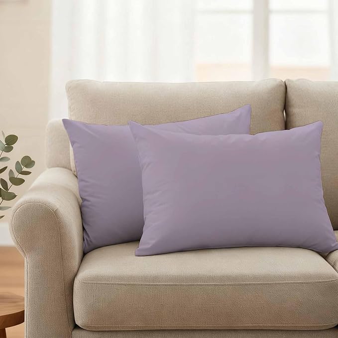 Lumbar Pillow Covers 20x12 Inch Set of 2, Purple Solid Color Waterproof Outdoor Pillow Covers, Aesthetics Contemporary Luxury Decorative Cushion Pillowcases for Couch, Sofa, Bed, Garden, Patio