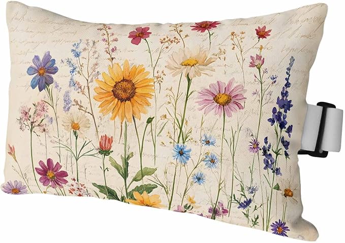 Spring Floral Outdoor Lumbar Pillow 12x20 Inch, Vintage Pastoral Rustic Botanical Flowers Waterproof Throw Pillow Covers with Insert, Decorative Headrest Pillows for Office Car Travel