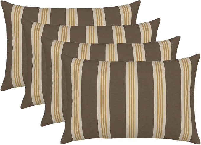 RSH DECOR: Designer Select Outdura Lumbar Throw Pillows Set of 4 | 20" x 12" | Water and Fade-Resistant Performance Fabric | Indoor Outdoor Accent Pillows | Made in USA (Tory Alloy)