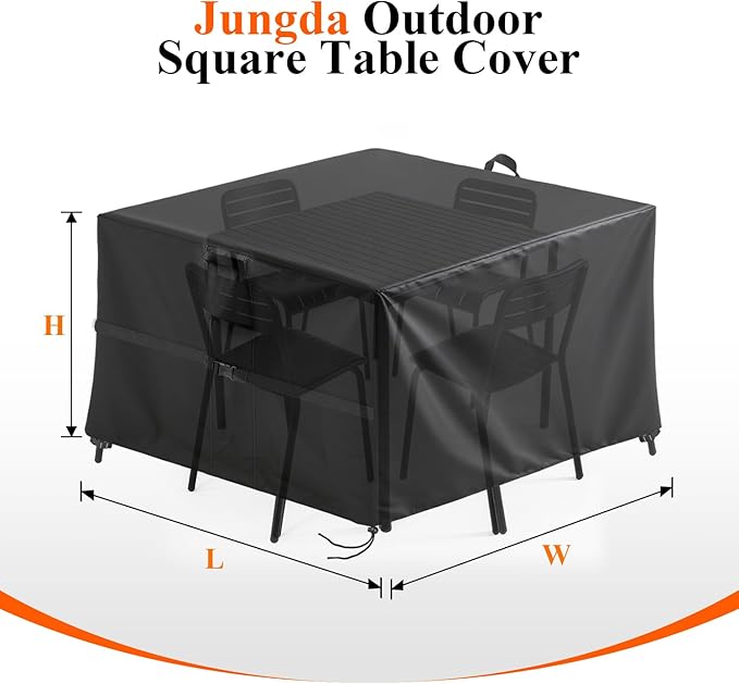 Outdoor Square Table Cover 104Inch,Waterproof Patio Square Furniture Covers,Heavy Duty Outside Squares Furniture Cover - 104 x 104 x 34 Inch