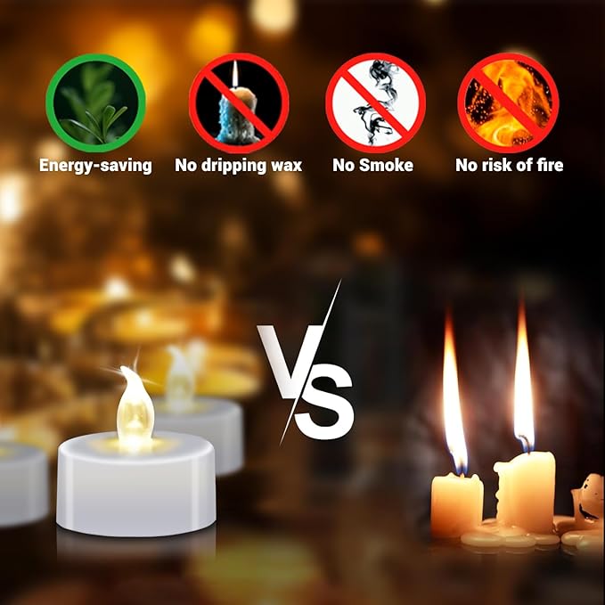 LED Tea Lights with Batteries (24 Pack), 200+ Hours Long Lasting Flameless Candles for Romantic Night, Valentine's Day Decor, Wedding Table Centerpieces & Home Decor (Warm White)