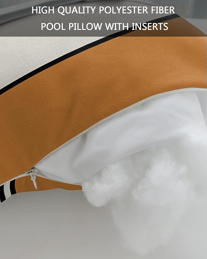 Outdoor Pillows Covers with Inserts Abstract Gemoetric Art Orange Color Block Waterproof Recliner Pillow with Adjustable Strap Throw Pillows for Patio Furniture Pool Lounge Chair, 11x16 inch, 2PCS
