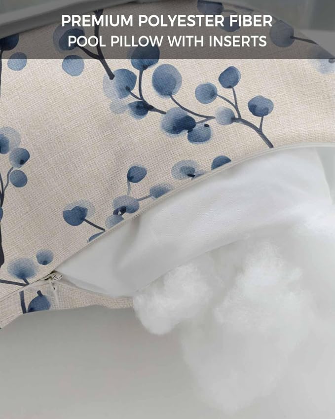Pack of 2 Outdoor Lumbar Cushions with Inserts, Spring Flower Branch Tree Plant Linen Background Waterproof Fluffy Fade Body Pillows, Patio Furniture Pillow for Home Balcony Garden Decor 11x16IN