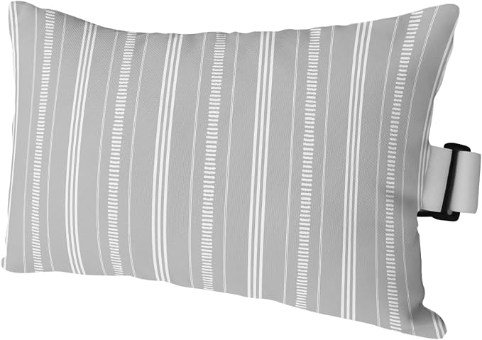 Outdoor Lumbar Pillow 12x20 Inch, Boho Grey Waterproof Throw Pillow Covers with Insert, Minimalist Farmhouse Striped Decorative Headrest Pillows for Office Car Travel
