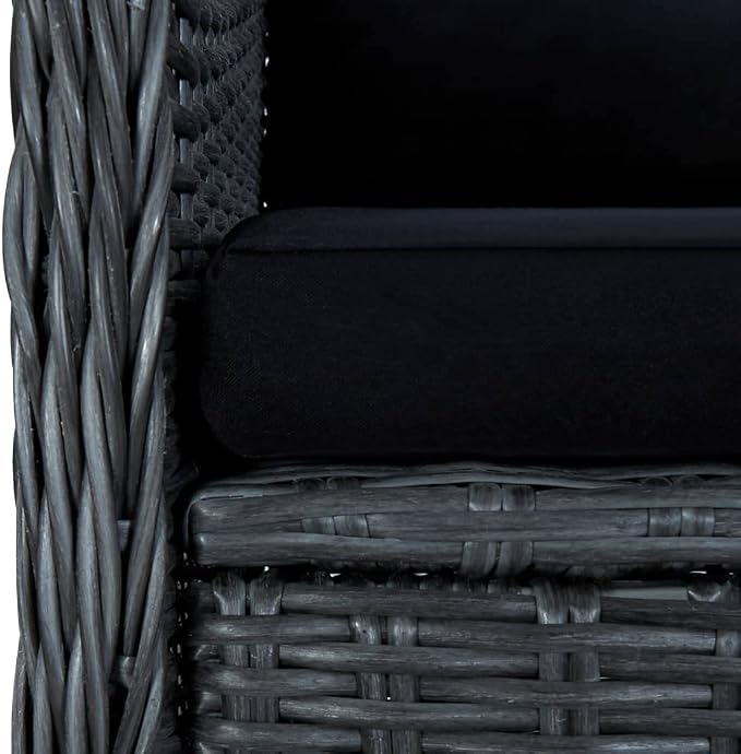 7 Piece Patio Dining Set with Cushions Poly Rattan Dark Gray Outdoor Rattan Furniture Set for Garden Backyard Dining Table with 6 Chairs