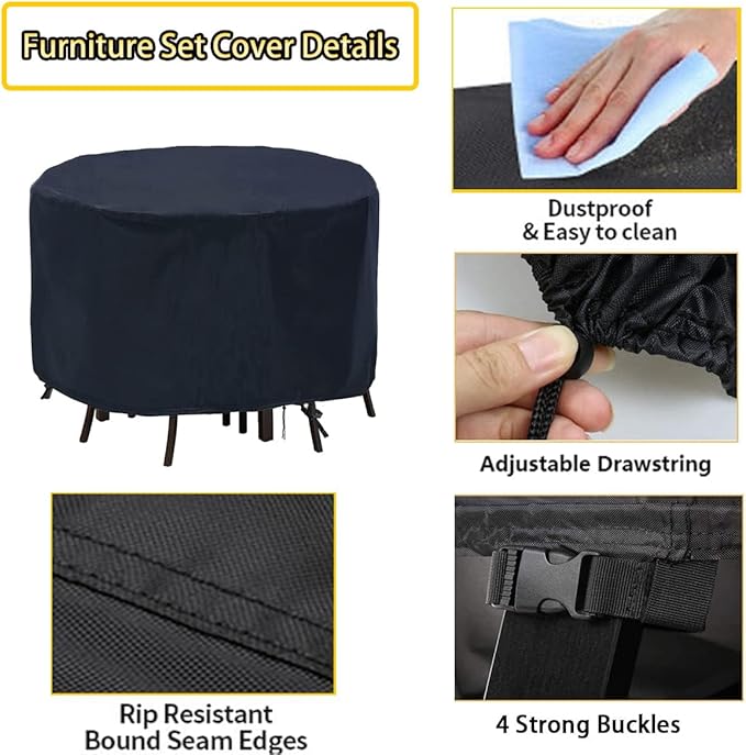POMER Patio Furniture Set Cover,66Inch Tall High Table Cover for Round Furniture Set,Table Covers for Round Furniture Set-66D x 36H Inches