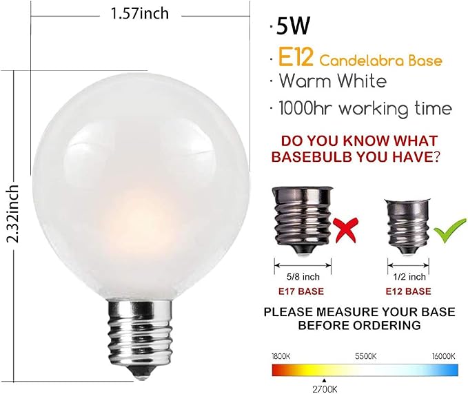 SUNSGNE 25Ft Outdoor Patio String Lights G40 with 27 Frosted White Globe Bulbs, Waterproof Connectable Hanging String Lights for Backyard Porch Balcony Party Christmas Decor, 5 Watt, Black Wire