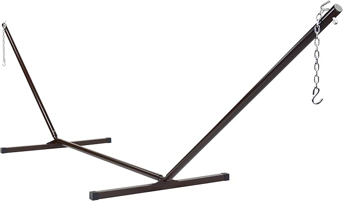 Island Escape Rope Hammock and Stand Set (Mocha Stand and Red Hammock)