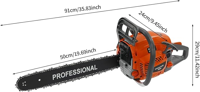 Gas Chainsaw, 58CC 2-Stroke Gas Powered Chain Saw 20Inch Handed Gasoline Chainsaw with Chain & Guide Bar, Petrol Chain Saw Gas Sawing Garden Tool for Outdoor Garden Farm Home, 10000Rpm
