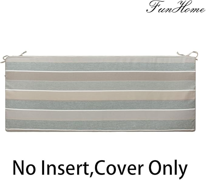 FUNHOME Outdoor Bench Cushion Cover 42 x18 x 3 inch,Water Resistant Cover with Zipper&Ties,Fade-Resistant Slipcover,Patio Porch Swing Cushion Cover Replacement Only,No Insert(Gray Stripe)