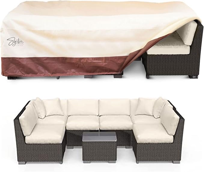 Signature Living Outdoor Couch Cover Waterproof - Patio Furniture Cover, Heavy Duty, UV-Coated Polyester, for All-Weather Protection Furniture Covers for Outdoor Seating - Extra Large, 106 inch