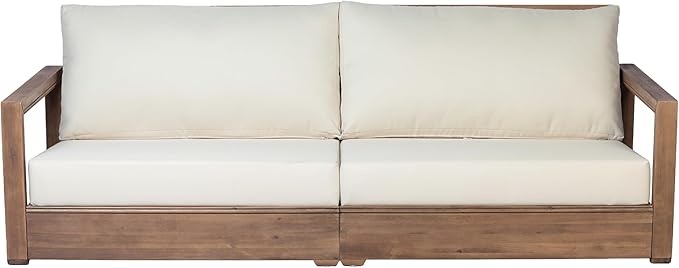Christopher Knight Home 6-Piece Patio Furniture Set, Acacia Wood Outdoor Sofa Set with 3-Seater Sofa Loveseat 2 Swivel Rocking Chairs Coffee Table Side Table, Deep Seat Patio Conversation Set, Brown