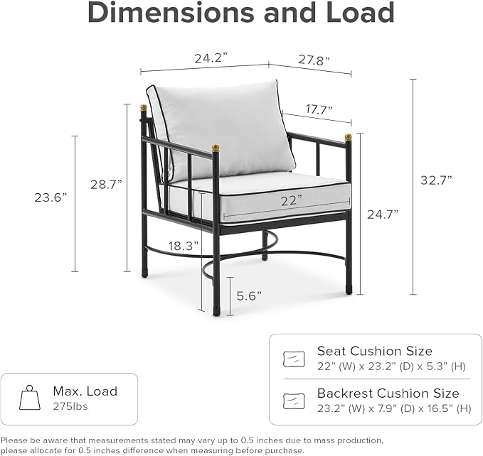 mopio Odelia Patio Furniture Set of 4, Outdoor Sectional Conversation Set, Small Metal Backyard, Front Porch, Balcony Furniture for Apartments, with 2 Patio Chairs, Loveseat, Coffee Table