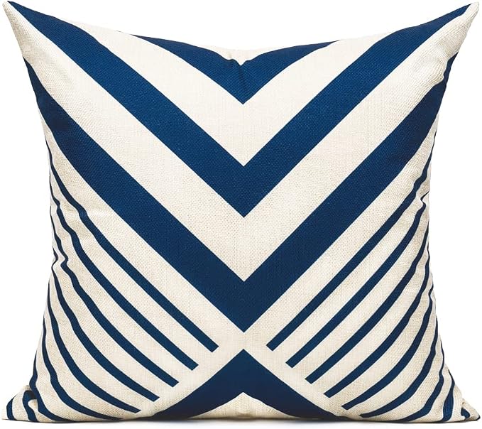 All Smiles Outdoor Waterproof Throw Pillow Covers 20X20 Set of 4,Navy Decorative Cushion Covers Boho Decorations Outside for Patio Furniture Porch Seat Chair Couch Sofa Living Room Geometric