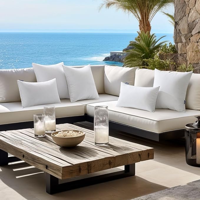 MIULEE 24x24 Euro Outdoor Pillow Inserts, Pack of 4 Waterproof Pillows | Decorative Throw Pillows, Garden Pillow Form for Patio Sofa Couch