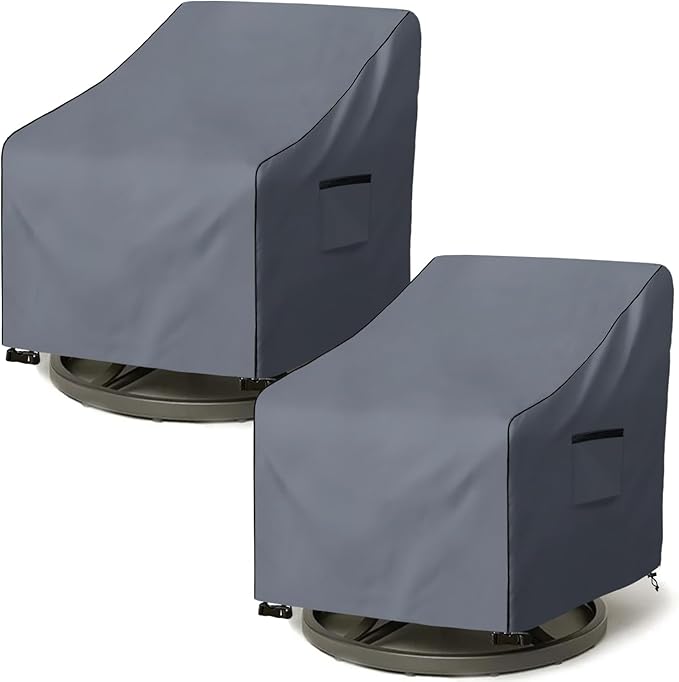 Outdoor Swivel Chair Cover 2 Pack,600D Heavy Duty 100% Waterproof Outdoor Chair Covers,Patio Furniture Covers for Swivel Patio Chairs,35" W x 37" D x 36" H,Grey