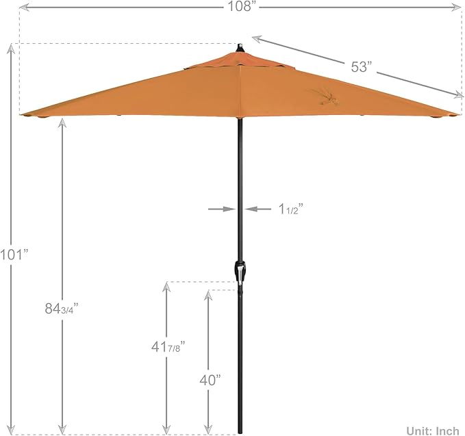California Umbrella 12-Year Protection 9' Rd Aluminum Patio Umbrella, Crank Lift, Auto Tilt, Black Finish, Sunbrella Tuscan