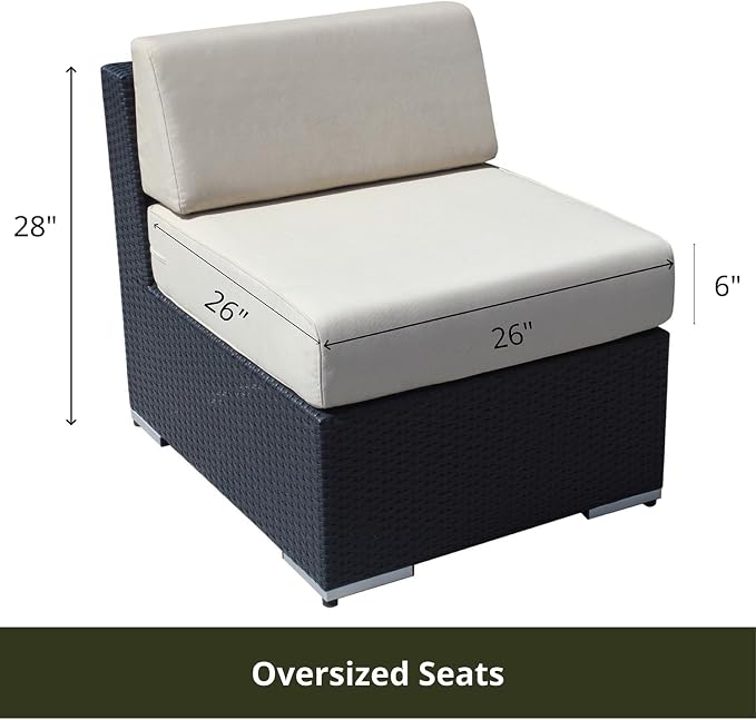 Fully Assembled 7 Piece Outdoor Patio Furniture with 6-inch Turquoise All-Weather Rainshield Cushions and Oversized Seats
