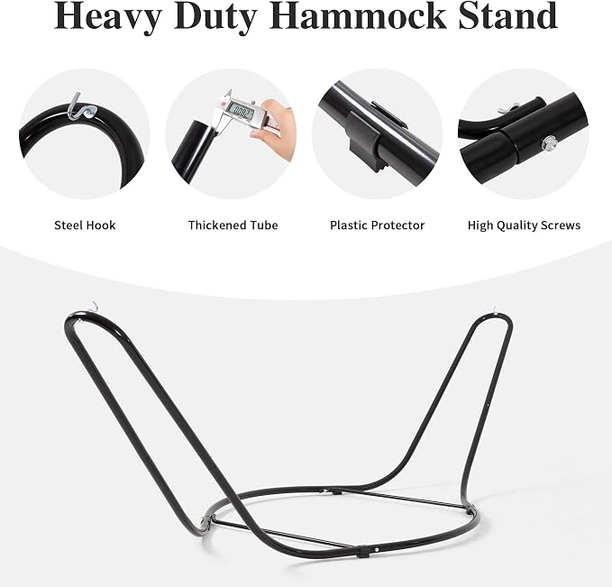 SUNCREAT Hammocks Outdoor Portable Hammock with Stand, 475 lbs Capacity, Heavy Duty Double Hammock with Stand Included, Patent Pending, Tan