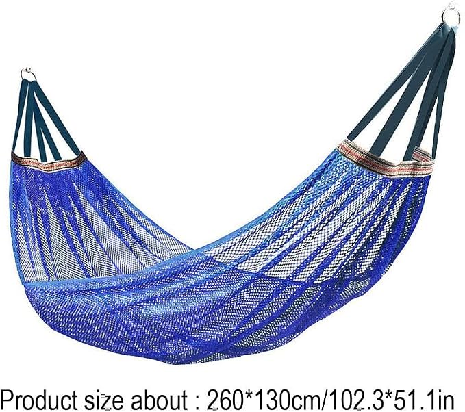 Outdoor Travel Camping Sport Hammock, Outdoor Sport Hammock Net Mesh Nylon Rope Sleeping Bed Swing with Hooks for Garden Beach Yard Travel (Green)
