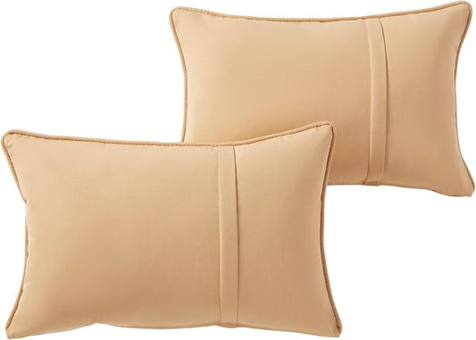 Sunbrella 21'' x 14'' Rectangle Outdoor Throw Pillow with Removable Cover (Set of 2), Canvas Wheat