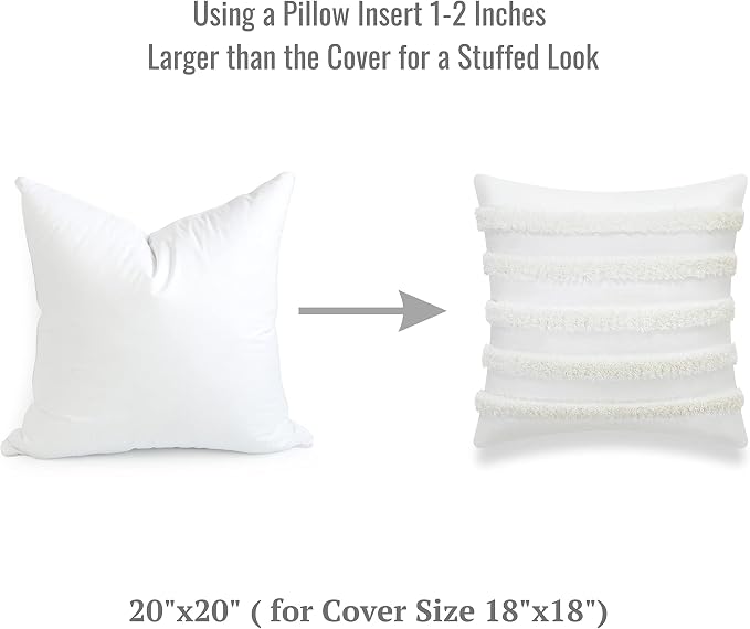 Hofdeco Premium Throw Pillow Insert, 20"x20" (for Cover Size 18"x18") Water Resistant Synthetic Down Alternative Sham Stuffer for Patio, Bench, Garden, White