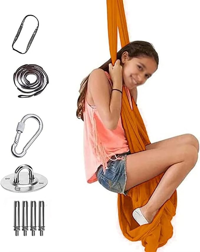 Kids Therapy Swing Adjustable Aerial Yoga Cuddle Hammock Indoor Outdoor Snuggle Swing with Special Needs Ideal for Children Calming & Relaxing Sensory Integration