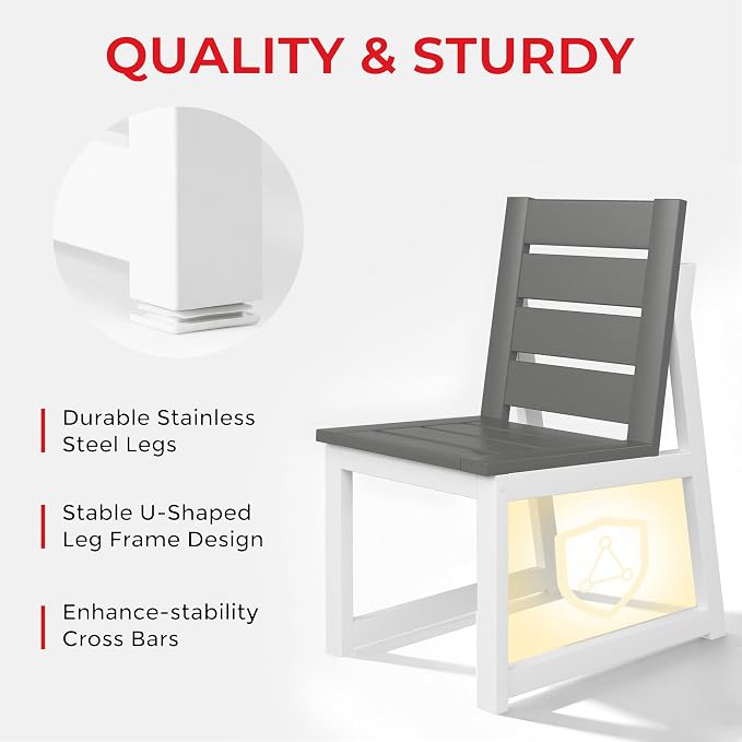 Costaelm Stinson Outdoor Patio HDPE Dining Side Chair, Gray