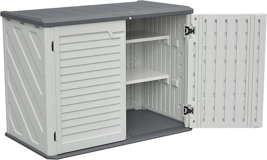 Large Outdoor Storage Box with Removable Shelf, 28 Cu.Ft. Weather-Resistant HDPE Deck Box for Patio Cushions and Garden Tools, Lockable White Storage Cabinet, 52 x 30 x 39 Inches