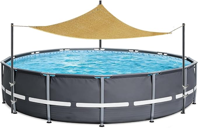 Pool Canopy Sunshade, Heavy Duty Above Ground Pool Shade with 7.55ft Adjustable Poles, Triangle Pool Shade Canopy with UV Block, Sail Shade for Above Ground Swimming Pools. (20-24ft)
