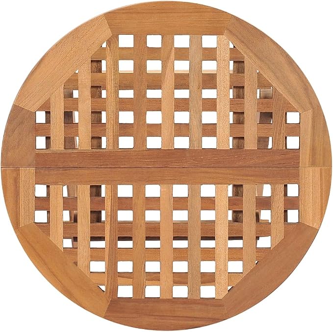 3 Piece Folding Patio Dining Set, Teak Wood Bistro Table and Chairs with Anthracite Cushions for Garden Balcony Deck
