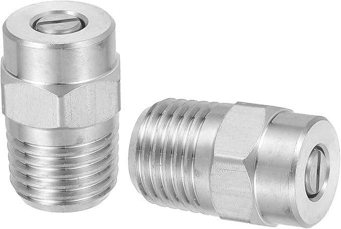 uxcell 2Pcs Pressure Washer Nozzle, Stainless Steel Thread Nozzles Tips, Universal Replacement for Undercarriage Cleaner Water Broom, 1/4 Inch NPT Male, 40 Degree 035 Orifice