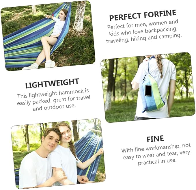 SUPVOX Double Canvas Swing Hammock for Two Adults, Thickened Widened Outdoor Hanging Hammock, Portable Travel and Garden Swing in Blue