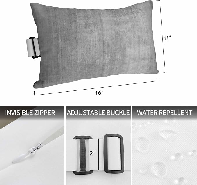 Outdoor Lumbar Pillows 11x16 Set of 2, Vintage Grey Waterproof Throw Pillow Covers with Insert, Modern Abstract Retro Art Decorative Pillowcase Cushion for Couch Sofa Bed