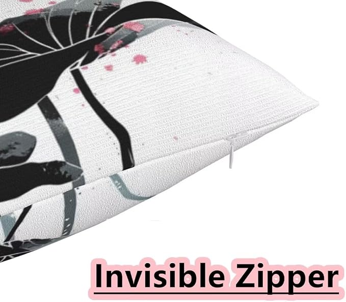 Outdoor Pillows Waterproof Set of 2 Outdoor Pillow Covers 16x24 Inch, China Throw Pillows Lotus Pillow Covers, Summer Garden Decorative Pillows Outdoor Pillows for Patio Furniture Car Home Decor-hs405