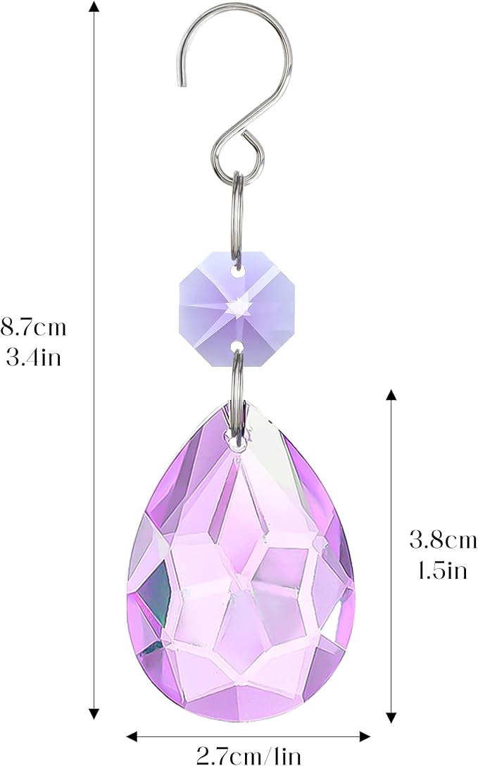 10 Pcs Purple Crystal Bauhinia Suncatcher Prisms Chandelier Window Decor | Purple Crystal Bauhinia Prisms Suncatcher Pendants 3 Inch Chandelier Beads Hanging Sun Catcher for DIY Window Wedding Decor