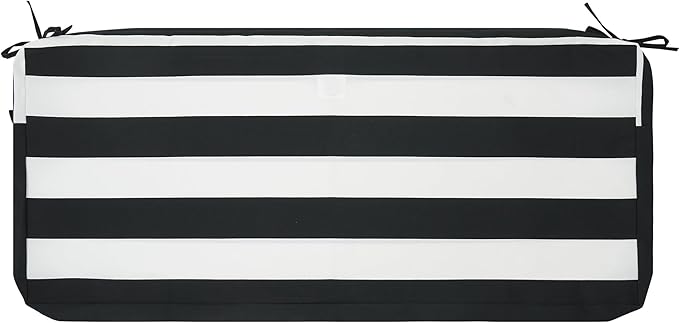 FUNHOME Outdoor Bench Cushion Cover 45 x18 x 3 inch,Water Resistant Cover with Zipper&Ties,Fade-Resistant Slipcover,Patio Porch Swing Cushion Cover Replacement Only,No Insert(Black White)