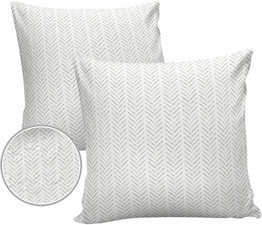 Sage Green Striped Outdoor Pillow Covers Waterproof,All Weather Cushion Case Set of 2 Decorative Pillowcases for Sofa Couch Bed Decor Patio Furniture 16"x16" White Geometric Minimalist Boho Striped