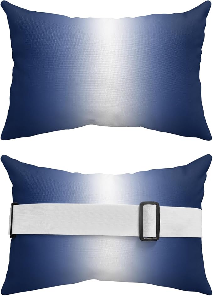 Pack of 4 Outdoor Lumbar Pillow Covers 11x16 Inch, Navy Blue Ombre Waterproof Throw Pillow Covers Set, Aesthetics Modern Abstract Art Gradient Decorative Cushion Cases for Patio Porch Car