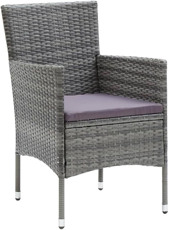 Afuera Living 7-Piece PE Rattan & Steel Patio Dining Set, Gray/Black/Dark Gray, Weather-Resistant, Sturdy Outdoor Furniture for Garden, Terrace or Balcony, Comfortable Seating for 6 People