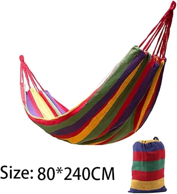 Double Hammock 2 Person Canvas, with Tree Straps for Patio Garden Backyard Outdoor and Indoor (Red, Blue)