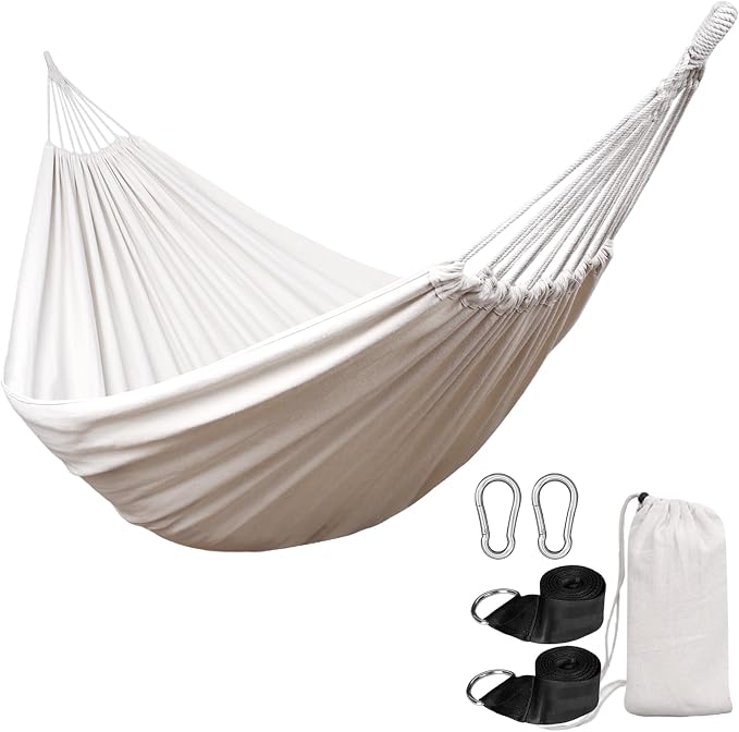 ANYOO Cotton Hammocks Portable Hammock with Tree Straps Easy Setup Indoor/Outdoor Hanging Bed 550lb Capacity Perfect for Backyard Camping Travel