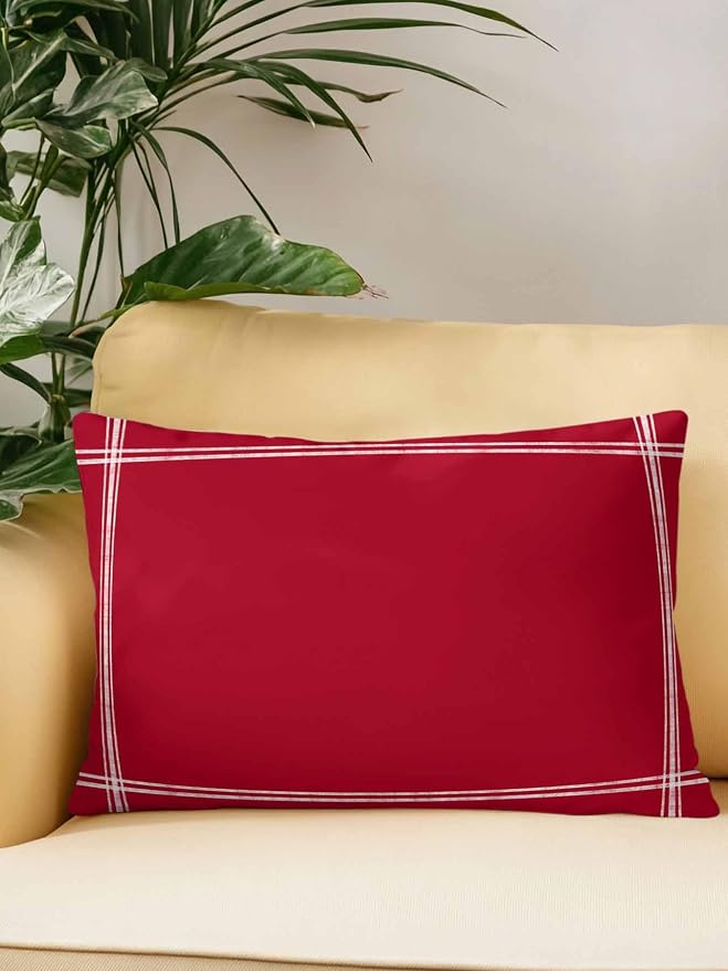 Vandarllin Waterproof Outdoor Pillow 1 Pack Red Decorative Throw Pillows Cover & Insert 20x12 Inch Lumbar Pillowcase Solid Color Pillows for Couch Sofa Bed Patio Furniture Indoor Outdoor