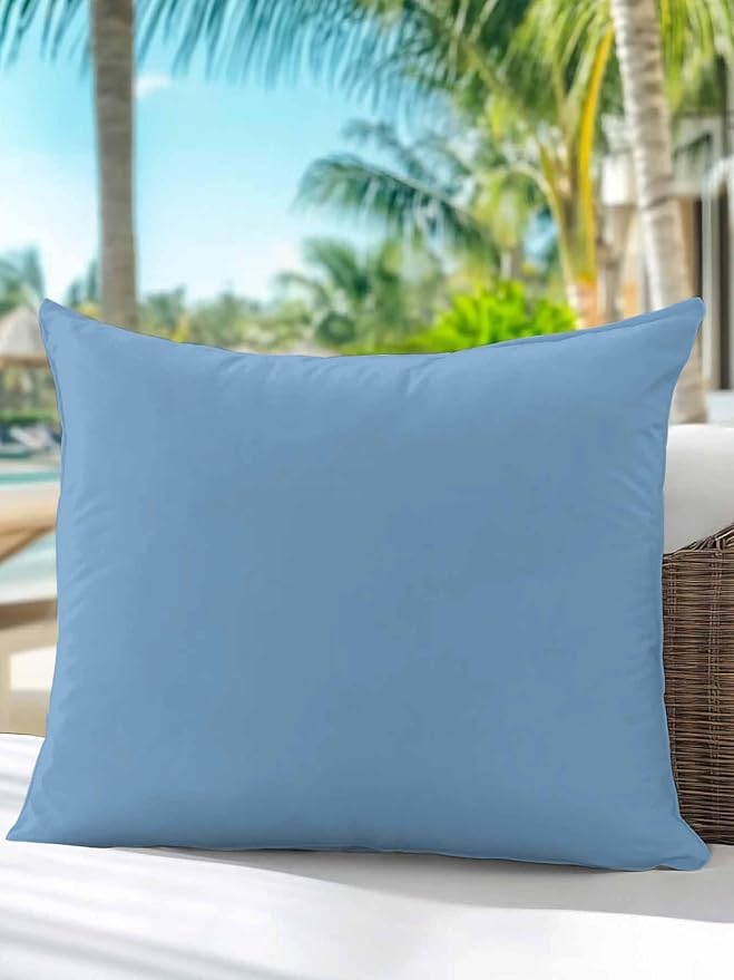 Vandarllin Waterproof Outdoor Pillow 1 Pack Sky Blue Decorative Throw Pillows Cover & Insert 16x16 Inch Pillowcase Solid Color Square Pillows for Couch Sofa Bed Patio Furniture Indoor Outdoor